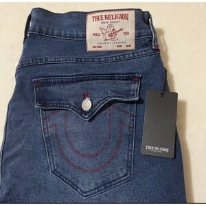 True Religion Ricky SN Flap Straight Jeans Mens 32 Medium Rustic Barn Wash Denim